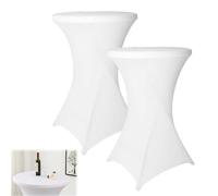 2 pièces Housse Table Haute Stretch: LEKEFET Housse Table Blanche Extensible pour Tables Hautes Ø 80-85 cm Tables Hautes Tables Bistrot Pieds Table Housse pour Comptoir Bar Mariage Fête d'Anniversaire