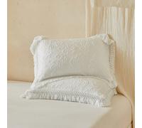 2 pièces Housses de coussin à pompons avec motif de feuilles blanches ajourées, style vintage de ferme, en polyester, convient pour toutes les saisons, décoration, lavage en machine, les inserts ne so