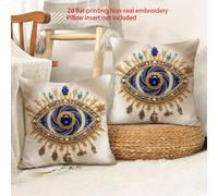 2 pièces Housses de coussin bohème à motif d'œil maléfique imprimées sur un seul côté, housses de coussin en fibre de polyester douce et confortable, taille 45x45cm(17.72x17.72 pouces), fermeture écla