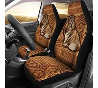 2 Pièces Housses De Siège De Voiture Avant Respirantes Housse Couverture Couvre Sieges Confort Siège Avant Housses Universel pour Berlines Camionnettes SUV Motif en Bois 3D en Relief Shih Tzu