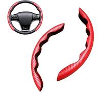 2 Pièces Housses de Volant de Voiture pour Lamborghini Sian FKP 37 Roadster 2019-2025, Volant Voiture Protecteur Antidérapant Résistant Interieur Accessoire,Red