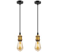 2 pièces Industriel Suspension en métal,Vintage Lampe Suspendue Douille de lampe E27 avec Réglable câble Luminaire éclairage au plafond pour Îlot de cuisine,Bar, Café.
