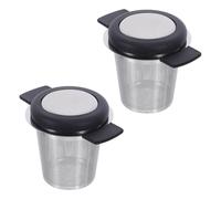 2 Pièces Infuseur à Thé en Maille D’acier Inoxydable Noir | Maille Fine, Résistance aux Hautes Températures, Silicone, Usage Bureau et Maison, Filtration Limitant les Résidus