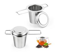 2 Pièces Infuseur à Thé, MXTIMWAN Filtre à Thé Trou Fin Acier Inoxydable, Filtre the pour Tasse, Infuseur à Thé avec Poignée Pliable et Couvercle, Universel Passoire à Thé pour Théière, Mug, Tasse