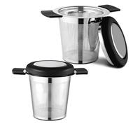 2 Pièces Infuseur Thé en 304 Acier Inoxydable, Filtre Thé avec Deux Poignées en Silicone et Couvercle, Filtre the pour Tasse, réutilisable, tamis à thé pour la plupart des tasses, bols à thé, théière