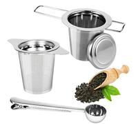 2 Pièces Infuseur Thé en 304 Acier Inoxydable,Infuseur à thé Avec cuillère à café, poignée pliante et couvercle, réutilisable, tamis à thé pour la plupart des tasses, bols à thé, théières