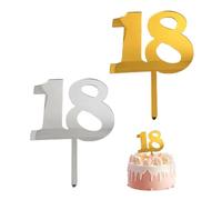 2 Pièces Inserts De Gâteau En Acrylique, Décorations De Cupcake Du 18E Anniversaire, Décorations D'Argent Et D'Or De Fille Du 18E Anniversaire, Or D'Anniversaire De Topper De Gâteau