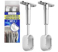 2 Pièces Intermédiaire Support Barre Penderie avec Ovale Central 31x16 mm - Support Tringle Penderie Extensible Couleur Сhrome Convient pour Armoire Pliable Rangement - Garantie de 10 Ans - MONTERAL