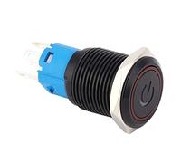 2 pièces Interrupteur à bouton-poussoir LED, 16 mm 1NO1NC Interrupteur à bouton-poussoir étanche noir pour voiture (Rouge - 3-6VDC)