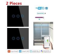 2 Pièces Interrupteur Intelligent WiFi,avec Alexa,Smart Life,Tuya App,Pour portes électriques,volets roulants,Noir