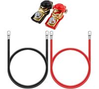 2 Pieces Inverter Battery Cable,Ignition Cable Battery Cable Copper Cable Battery Cables Cable Connector Cable with Eyelets 5AWG 16mm² 50cm Red and Black +1 Pair Battery Lug