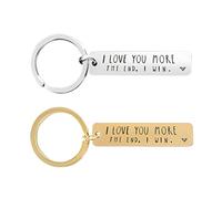 2 Pièces Je T'Aime Plus La Fin Je Gagne Ornement Long Porte-Clés, Porte-Clés De Saint Valentin, Adapté pour La Maison, Le Bureau, Les Fêtes, Les Mariages, Le Camping (Argent + Or)