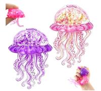 2 Pièces Jellyfish Squishy Set, Giliter Squishy Kawaii Anti Stress, Fidget Toys Sensoriel à Tentacules Flexibles, Objet Satisfaisant, Jouets Anti Stress pour Enfant et Adulte (Rose & Violet)