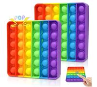 2 Pièces Jeu Pop Arc-en-Ciel, Push Bubble Sensory Fidget Toy Silicone Anti-Stress Jouets Pop de Educatifs Autisme Besoins Spéciaux pour la Concentration et Le Calme Enfants Adultes