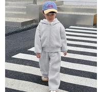 2 pièces Jeunes garçons Loisirs Collège Confortable Mode Simple Pratique Japon et Corée du Sud Facile Tout-Aller Doux Confortable Ceinture Mot Saisir Confortable Épais Cardigan Chandail Manteau et Pan