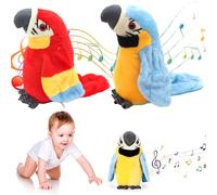 2 pièces jouet de perroquet parlant en peluche vive perroquet parlant interactif répète ce que vous avez dit jouets d'oiseaux électroniques pour garçons filles fête d'anniversaire sans batterie
