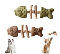 2 Pièces Jouet Dentaire pour Chat en Forme d'arête de Poisson, Jouet à Mâcher Dentaire Créatif, Bâtons à Mâcher pour Chat, Herbe à Chat Naturelle et Vigne, Parfait pour que les Chats Puissent Mâcher