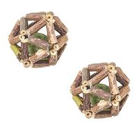 2 Pièces Jouet pour Chat Balle à la Menthe, Meulage des Dents Jouets à Mâcher de l'herbe à Chat pour Chat,Balle Exquise Roulant en Bois Naturel,Jouet de Nettoyage des Dents pour Animaux de Compagnie