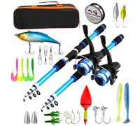 2 Pièces Kit De Pêche, Kit De Canne À Pêche, Kit D'outils De Pêche, Ensemble De Pêche avec Canne À Pêche De 180cm, Moulinet, Accessoires De Pêche Et Sac De Transport pour Eau Salée/Douce, Bleu