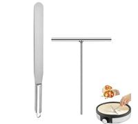 2 Pièces Kitchen Tools Gadgets pour Crêpes Set, Crepe Party Crepiere Inox Machine A Crepe Acier Inoxydable et Pancakes pour Pâte à Crêpes et Jambons Palais
