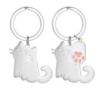 2 Pièces Kitten Keynchain, Porte-Clés Animaux Mignons, Porte-Clés Créatif, Porte-Clés en Acier Inoxydable, Porte-Clés Cadeau.