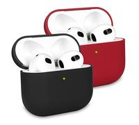 2 Pièces KOKOKA Coque Étui Protecteur Compatible avec Airpods 3ᵉ Génération 2021, Housse de Protection en Silicone Anti-Choc, Ultra-Mince, Souple Etui de Protection pour Airpods 3, Noir/Burgundy