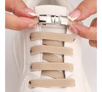 2 pièces Lacets sans nœud décoratifs en métal, accessoires mode en polyester kaki pour baskets, chaussures casual, chaussures blanches, chaussures de basket, chaussures de course, accessoires pour cha
