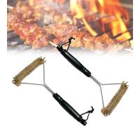 2 Pièces Laiton Brosse Barbecue Brosse de Grille de Barbecue avec Poignée D'isolation Thermique 360° Barbecue Brosse de Nettoyage pour Gril pour Grill à gaz/Charbon de Bois,Barbecue en Fonte