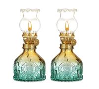2 Pièces Lampe à Huile Interieur, Lampe à Pétrole Vintage, Luminosité Réglable, Lampes à Pétrole en Verre Dégradé de Couleurs, Lampes à Huile pour Salon, Salle à Manger, Jardin, Utilisation d'Urgence