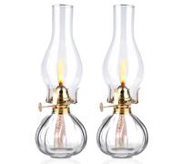 2 Pièces Lampe à Pétrole Vintage, Lampe à Huile Interieur, Luminosité Réglable, Lampes à Pétrole en Verre, Lampes à Huile pour Salon, Salle à Manger, Jardin, Utilisation d'Urgence, Citrouille-Lanterne
