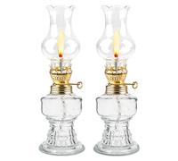 2 Pièces Lampe à Pétrole Vintage, Luminosité Réglable, Lampe à Huile Interieur, Lampes à Pétrole en Verre Transparent, Lampes à Huile pour Salon, Salle à Manger, Jardin, Utilisation d'Urgence