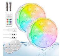 2 Pièces Lampes de Piscine Rechargeables avec Télécommande, Lampes LED Submersibles Imperméables IP68 pour Piscines Hors sol et Enterrées, Baignoire, Douche, Décoration de fête, Spas, Aquariums