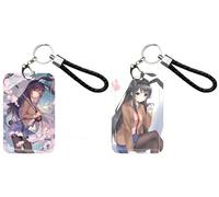 2 Pièces Lanyard Porte Badge Porte Cartes Rascal Does Not Dream of Bunny Girl Senpai Sakurajima Mai Animé | Pour Cartes d'Identité, Clés, Bureau, École, Transport (1)