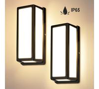 2 pièces LED Applique murale extérieure intérieure IP65 étanche, 30W Applique murale aluminium, Lampe de nuit extérieure pour entrée jardin balcon garage couloir, Blanc chaud