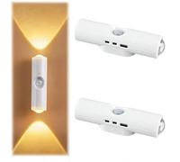 2 Pièces Led Œil de Chat Capteur de Mouvement Veilleuse-lumière Magnétique À Double Tête pour Armoires, Armoire, Couloir-lumière de Barre de Placard Rechargeable