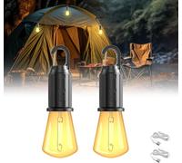 2 Pieces Led Rechargeable Camping Lamp,Portable Lantern Ip65,3 Brightness Modes,Ideal For Camping,Hiking,Emergency,Warm Light,Built-In Battery,2 Pieces