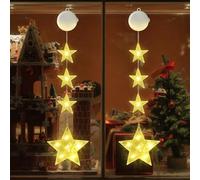 2 pièces LED Star Christmas Lighting,décorations Lumineuses de Noël pour fenêtres,guirlandes Lumineuses suspendues en Forme d'étoiles,minuterie,2 Modes, pour fêtes, Mariages, décorations de Noël