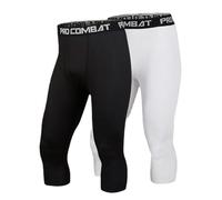 2 Pièces, Legging Homme 3/4 Pantalons De Compression, Leggings Secs Frais, Pantalons Compression Football, Pantalons Basket-Ball, Base Layer Fitness à Leggings De Collant (S,Black+White)