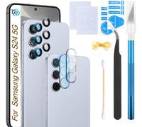 2 Pièces Lentille En Verre Caméra Arrière Pour Samsung Galaxy S24 5g Verre Caméra Arrière Cache Remplacement Avec Kit De Réparation