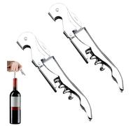 2 Pièces Limonadier Professionnel avec Coupe-Capsule, Ouvre Bouteille en Acier Inoxydable, Tire-bouchon Sommelier 3 en 1 Couteaux pour Bière,Vin, Finition Argentée