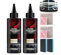 2 pièces Liquide De Polissage Pour Verre De Voiture,Polissage Brillant Pour Pare-Brise Et Dissolvant De Rayures,RevêTement Hydrophobe Anti-BuéE,Traces D'Essuie-Glace Et Retrait De Film D'Huile