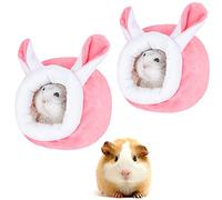 2 Pièces Lit de Cochon D'Inde,Lit Couchage pour Petits Animaux,Nid de Hamster,Lit en Peluche Cochon D'Inde,Nid de rat de compagnie,Convient aux Hamsters,Chinchillas,Cobayes,Rose (12*10*10 cm)