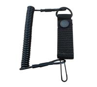 2 Pièces Longes Tactiques Noires avec Cordon de Sécurité Elastique et Mousqueton à Spirale,lanière, lanière de clé,Sangle de Verrouillage Extensible,Réutilisable,Convient pour Les Outils d'escalade,