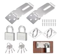 2 Pièces Loquet de Cadenas Agrafe avec Cadenas et Vis,3 Inch Loquet de Porte en Acier Inoxydable avec Cadenas,Moraillon de Loquet Porte,Porte Cadenas,pour Chambre à Coucher,Patio,Jardin (Argent)