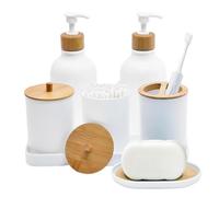 2 Pieces Lotion Bottle with 2 Cotton Swab Jar Bathroom Accessories Set