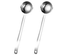 2 Pièces Louche à Sauce, Long Manche, Double Bec Verseur | Finition Polie Argentée, Service Précis sans Éclaboussures, pour Sauce, Jus, Préparation Repas et Restaurants
