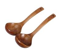 2 Pièces Louche Cuillère à Soupe en Bois à Long Manche