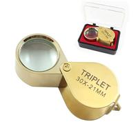 2 Pièces Loupe Bijoutier, 30 X 21 mm Loupe Grossissante, Jaune d'or Loupe Horloger, Loupe De Poche, Loupe Botaniste,Convient pour Observer des Plantes, des Bijoux, du Texte, Etc