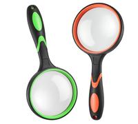 2 Pièces Loupe de Lecture 75mm, Loupe à Main Grande | avec Poignée en Caoutchouc Antidérapante pour Livres Scientifiques, Journaux, Lecture, Insectes, Passe-Temps et Sciences