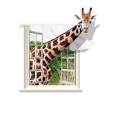 2 pièces LuckyGGT Personnalité Créative Sonde Pénétrante Murale 3D Girafe Décoration Murale Autocollante pour Salon Chambre à Coucher 60 * 90cm